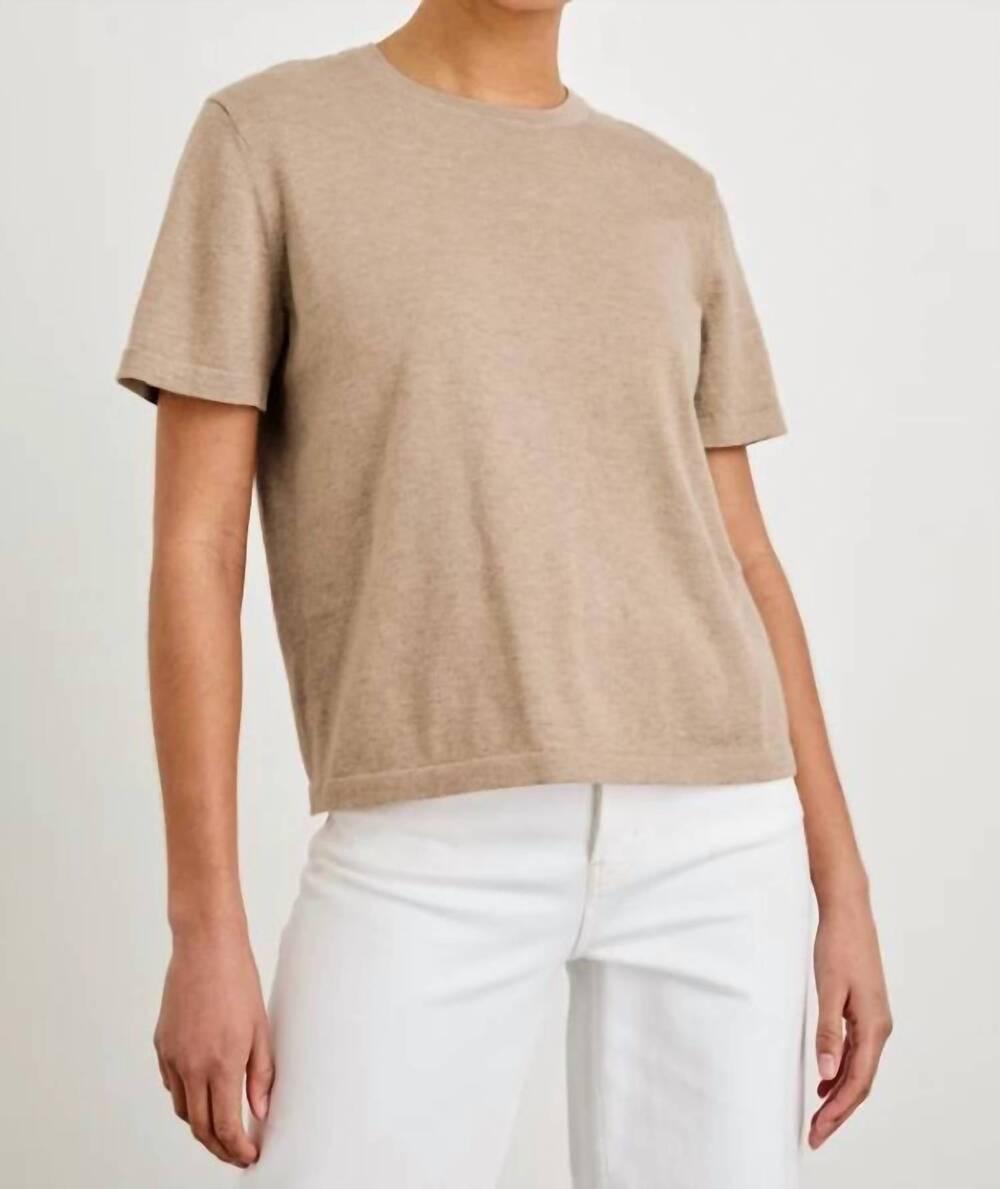 NEW RAILS cotton cashmere short sleeve tee in heather oat